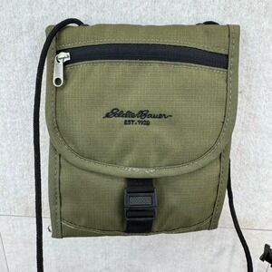Eddie Bauer Olive Green Canvas Travel Crossbody Bag Wallet Passport Holder